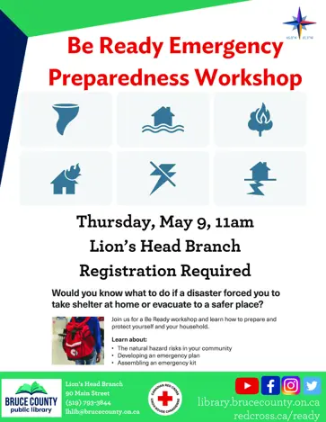 Bruce County Public Library Emergency Preparedness Workshop Poster