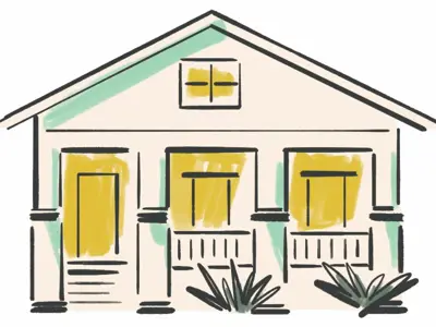 Drawing of a one story house