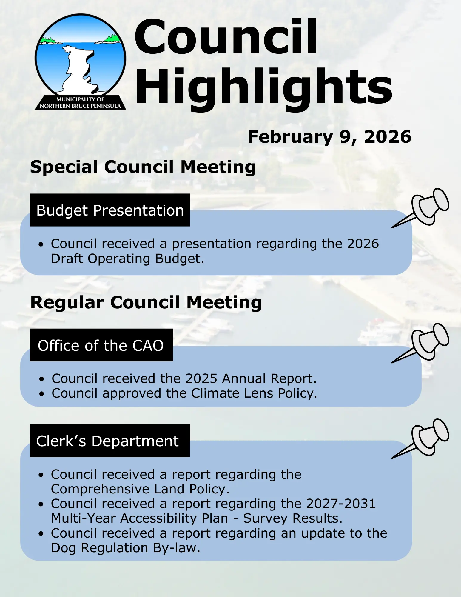 Council Meeting Highlights February 9, 2026 | Municipality of Northern ...