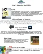 What's Happening at Bruce County Public Library in April 2026 Poster. Full PDF Version in link below.