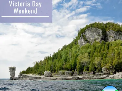 Notice of Office Closure Sign with a picture of Flower Pot Island in Tobermory