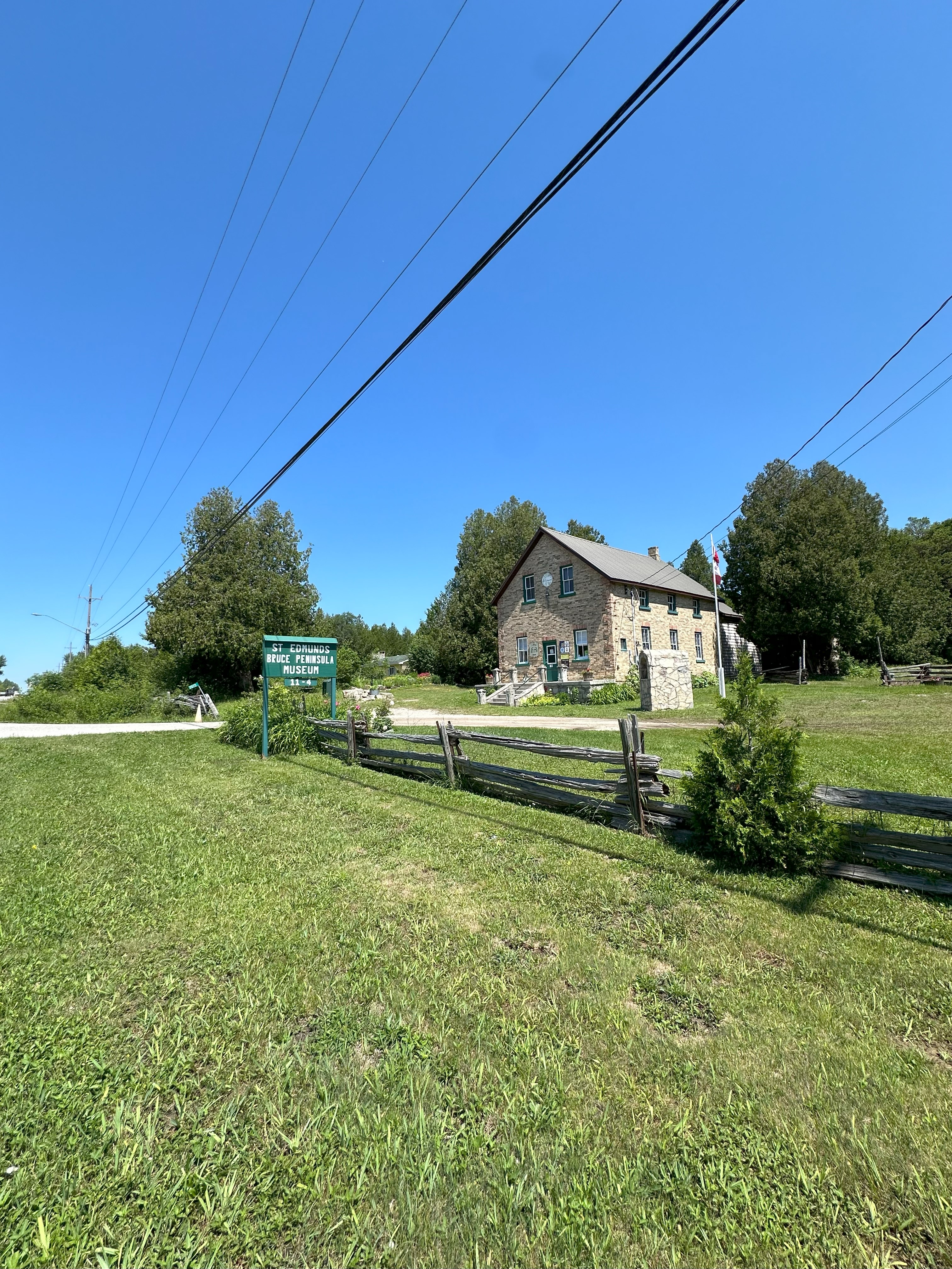 St. Edmunds Bruce Peninsula Museum building, sign and parking entrance