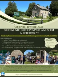Volunteer recruitment poster for St. Edmunds Bruce Peninsula Museum in Tobermory.