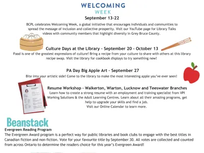 Bruce County Public Library September Calendar