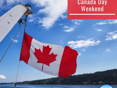 Canada Flag on a boat during a day on the lake