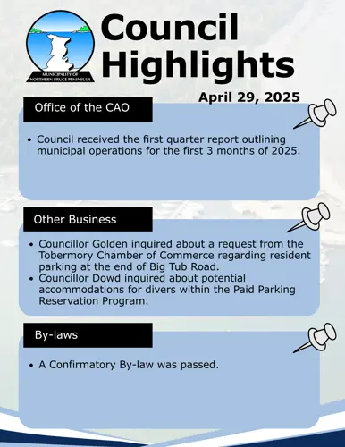 Council Meeting Highlights Poster - April 29, 2025