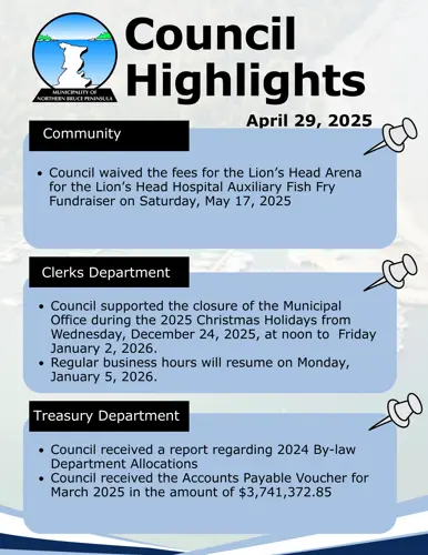 Council Meeting Highlights Poster - April 29, 2025