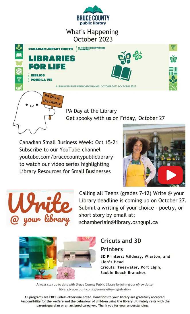 Bruce County Libraries - October Events page 2